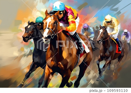 迫力の競馬シーン 109593110