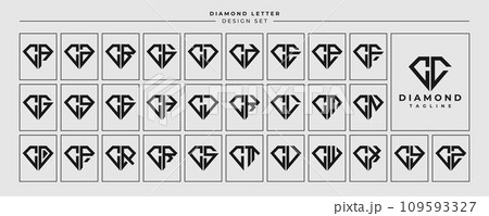 Line jewelry diamond letter C CC logo design set Line jewelry diamond letter C CC logo design set 109593327