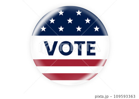 Vote sticker or badge with us american flag signs. US, USA, american election, voting sign. Vote sticker or badge with us american flag signs. US, USA, american election, voting sign. 109593363