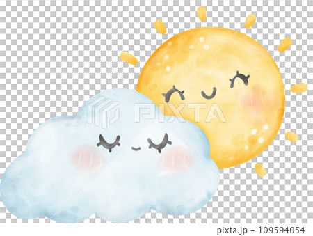 Cute Saturn with ring watercolor nursery illustration hand painted 109594054
