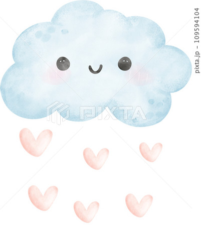 Cute Saturn with ring watercolor nursery illustration hand painted 109594104