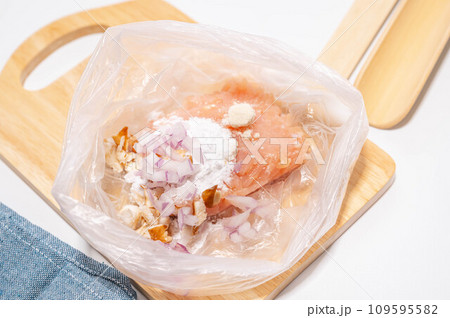 ポリ袋で作る手作り鶏つくね 109595582