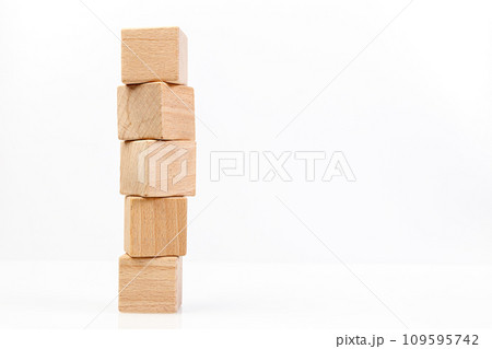 Wooden cubes on a white background 109595742
