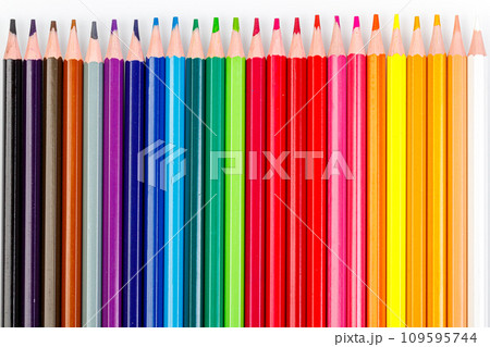 macro multicolored pencils on a white background macro multicolored pencils on a white background 109595744