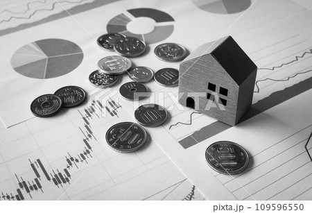 ローソク足と硬貨　グラフ　金融　経済　資産運用　不動産投資　相続　贈与 109596550
