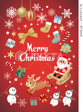 クリスマス_赤い背景_文字付き_Christmas_841mm×1189mm 109597176