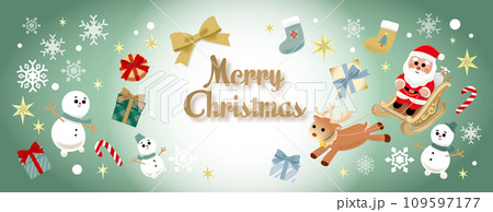 クリスマスの文字付バナー_グリーン2_Christmas_Landscape3600×1400mm クリスマスの文字付バナー_グリーン2_Christmas_Landscape3600×1400mm 109597177