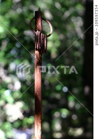 寺院の参道の錫杖 109597354