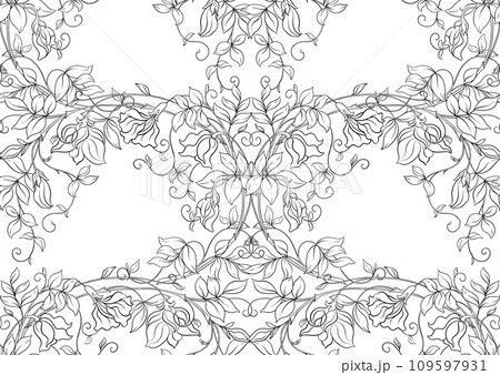 Fantasy flowers and bird, decorative flowers Fantasy flowers and bird, decorative flowers 109597931