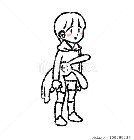 ぼんやり立っている難聴の小学生のイラスト 109599237