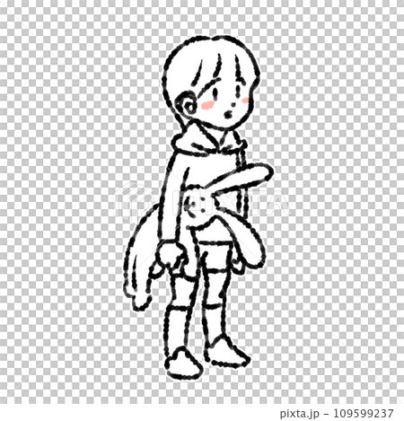 ぼんやり立っている難聴の小学生のイラスト 109599237