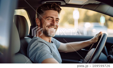 AI-generated content. Man Driving a Car 109599726