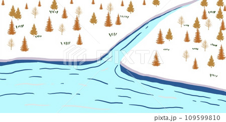 Sea waves background. Vector illustration in flat style. Blue water waves. 109599810