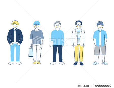 さまざまな男性5人　全身　 fo16-20 109600005