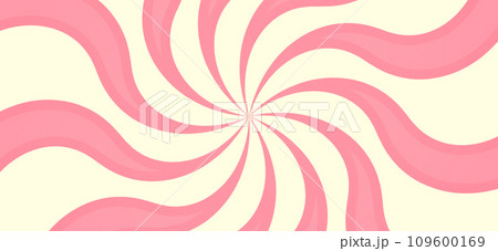 Candy striped background. Christmas sweet texture. Spiral pink pattern of rays. 109600169
