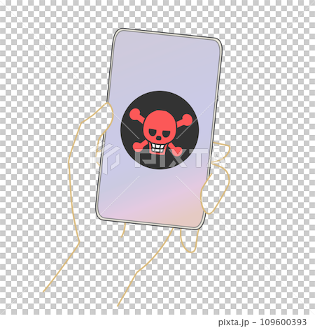 Skull mark displayed on smartphone Skull mark displayed on smartphone 109600393