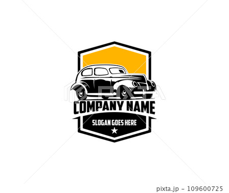 Ford Caupe1932 silhouette. isolated white background view from side. Best for logos, badges, emblems, icons, sticker designs, car industry. available in eps 10. 109600725