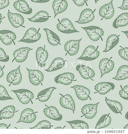 Green leaves on a light green background, in the style of simplistic vector art. Green leaves on a light green background, in the style of simplistic vector art. 109601887
