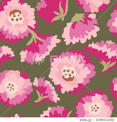 Floral pattern made with pink and green flowers, in the style of classic japanese simplicity. Floral pattern made with pink and green flowers, in the style of classic japanese simplicity. 109601888