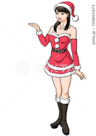 クリスマス・サンタのコスプレをした若い女性_ブーツ 109601973