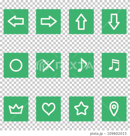 各種綠色符號的方形圖示集 109602015