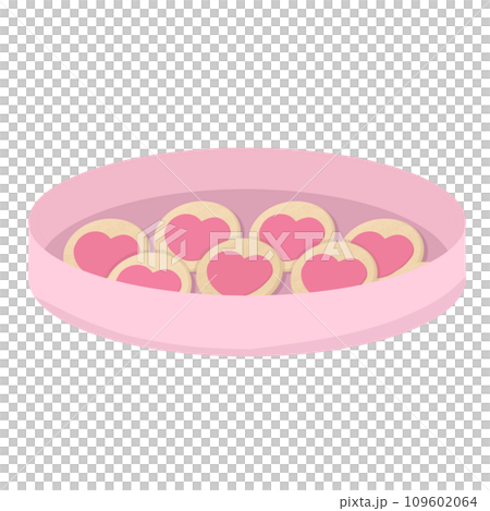 Heart shaped cookies in a pink tray 109602064