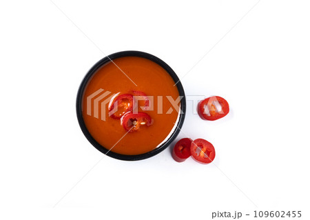 Spicy chili sauce in a bowl isolated on white background 109602455