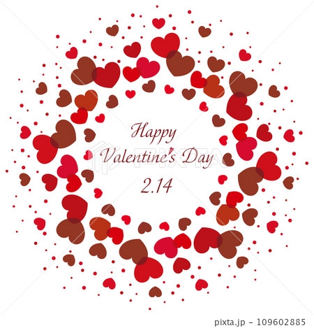 わいいハートとドットのバレンタインリースフレーム/レッド・チョコレート色 109602885