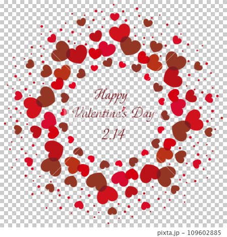 わいいハートとドットのバレンタインリースフレーム/レッド・チョコレート色 109602885