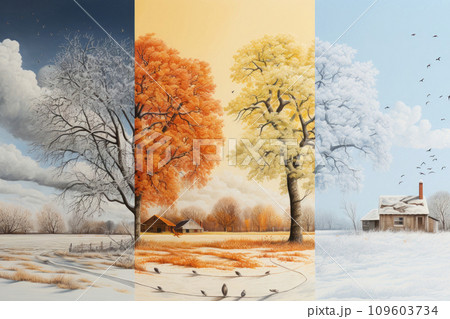 concept of change of season. Tree undergoing a change of season 109603734