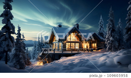 It would be nice if it was a cold, snow-covered area at night. The stars filled the sky beautifully. There will be a warm home to live in and it will be even better if the people we love are together. It would be nice if it was a cold, snow-covered area at night. The stars filled the sky beautifully. There will be a warm home to live in and it will be even better if the people we love are together. 109603958