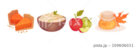 Thanksgiving Autumn Holiday Symbol and Object Vector Set 109606031
