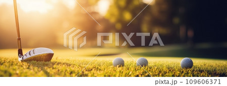 Close-up of a golf ball on a golf course green 109606371