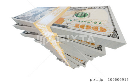 Tall Stack of One Million Dollars in One Hundred Dollar Bills Isolated on a White Background. Tall Stack of One Million Dollars in One Hundred Dollar Bills Isolated on a White Background. 109606915