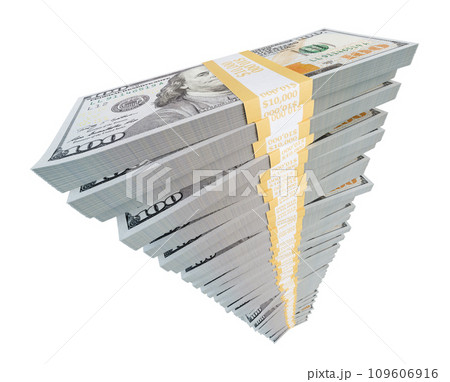 Tall Stack of One Million Dollars in One Hundred Dollar Bills Isolated on a White Background. Tall Stack of One Million Dollars in One Hundred Dollar Bills Isolated on a White Background. 109606916