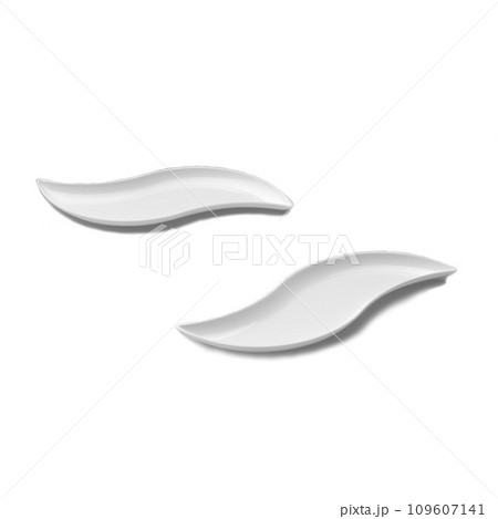 Two white plastic dessert plates isolated over white background Two white plastic dessert plates isolated over white background 109607141