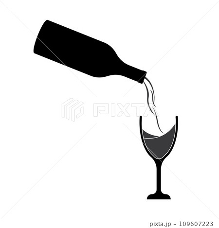 Wine bottles and wine glasses icon 109607223