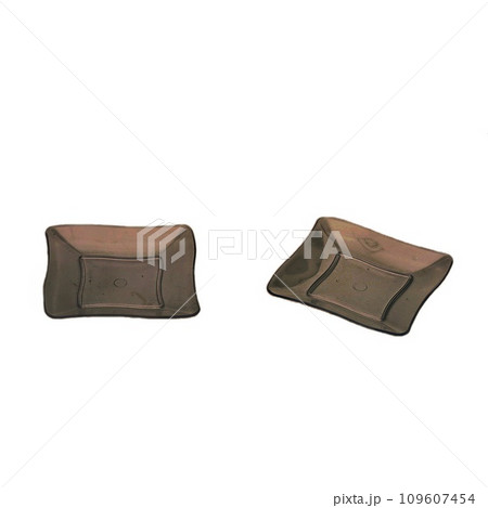 Two transparent plastic dessert plates isolated over white background Two transparent plastic dessert plates isolated over white background 109607454