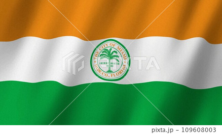 Miami flag waving in the wind. Flag of Miami images 109608003
