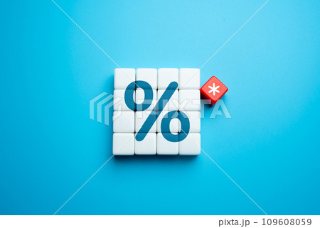 Percentage with an asterisk. Hidden fees, high interest rates and stiff penalties for violating terms. Credits, loans and deposits. Price discounts. Unfair terms. Financial illiteracy. 109608059
