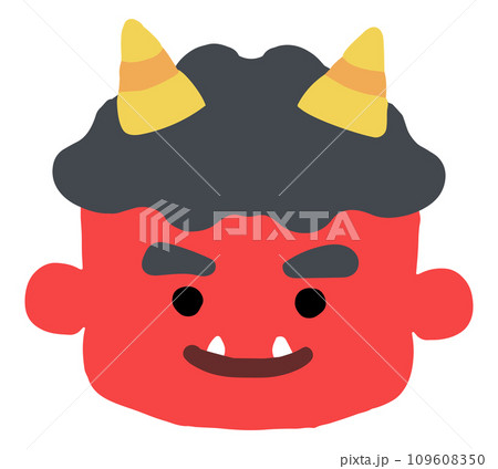 かわいい赤鬼の顔のイラスト 109608350