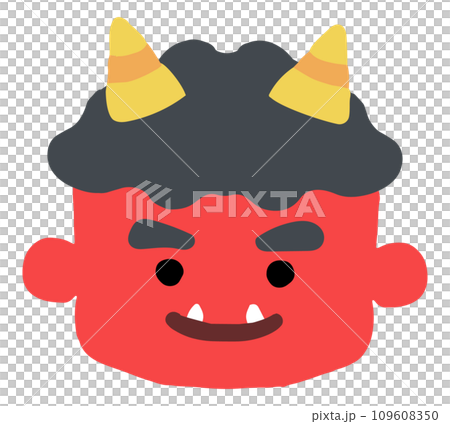 かわいい赤鬼の顔のイラスト 109608350