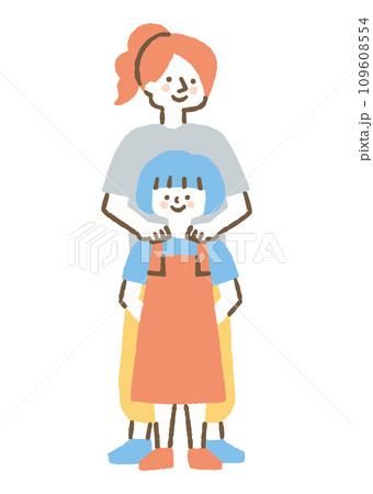 子どもの肩に手を当てている女性_色 子どもの肩に手を当てている女性_色 109608554