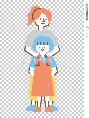 子どもの肩に手を当てている女性_色 子どもの肩に手を当てている女性_色 109608554
