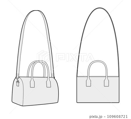 Mini Bowling Cross-Body Tote with removable strap options bag. Fashion accessory technical illustration. Vector satchel 109608721