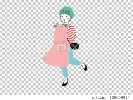 Shopping woman holding clothes against her body Shopping woman holding clothes against her body 109609054