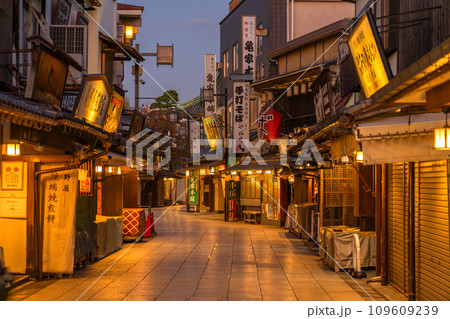 《東京都》柴又帝釈天参道・昭和レトロな街並みの夕暮れ 《東京都》柴又帝釈天参道・昭和レトロな街並みの夕暮れ 109609239