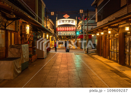 《東京都》柴又帝釈天参道・昭和レトロな街並みの夜景 109609287
