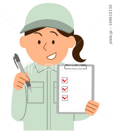 チェックリストを持つ作業員の女性1 109610130