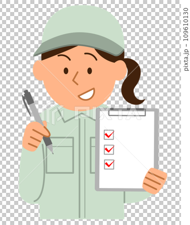 チェックリストを持つ作業員の女性1 109610130